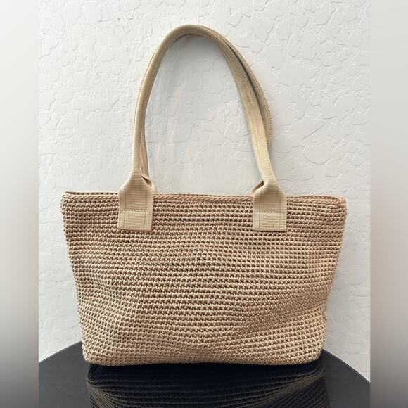 The Sak Handbags - THE SAK | Elliot Lucca Tan Crochet Woven Neutral Shoulder Bag Purse |
